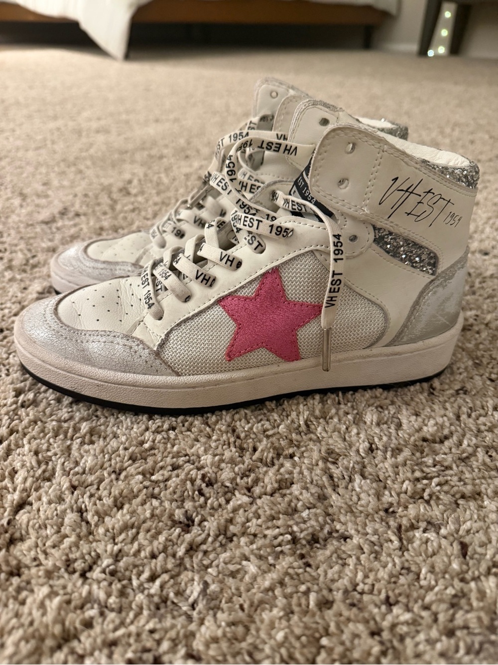 ✨⭐ VH West 1954 High Top Sneakers | Pink Star & Glitter | Women's 6.5 ⭐✨
